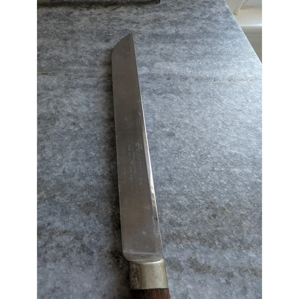 Vintage Hollow Ground PERSONNA Carving Knife W/ Inlaid‎ Wood Handle 12